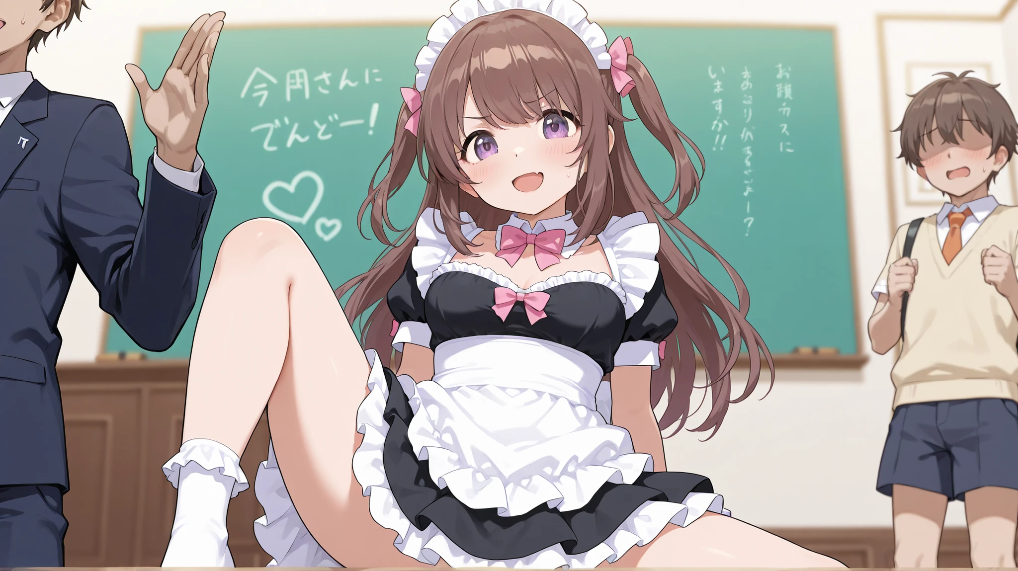 cute girls in sexy maid costumes,lots of boys with ugly perverted faces,girls in cute maid costumes attract lots of boys,Lovable customer service