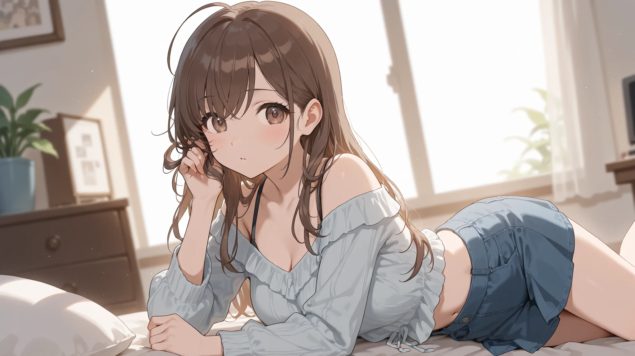 cute girl with swirling hair on the right