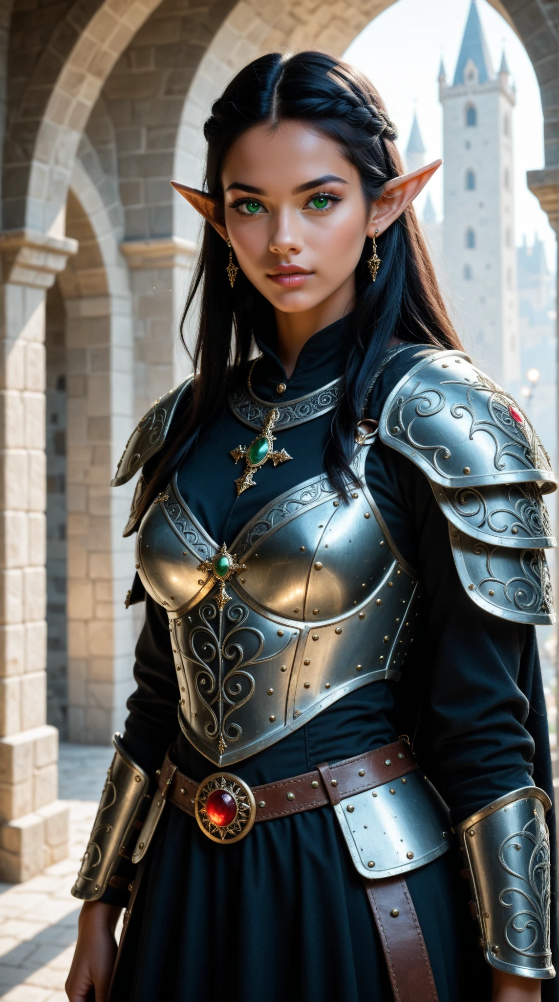 Dark elf warrior woman, semi-realistic fantasy artwork, long flowing ...