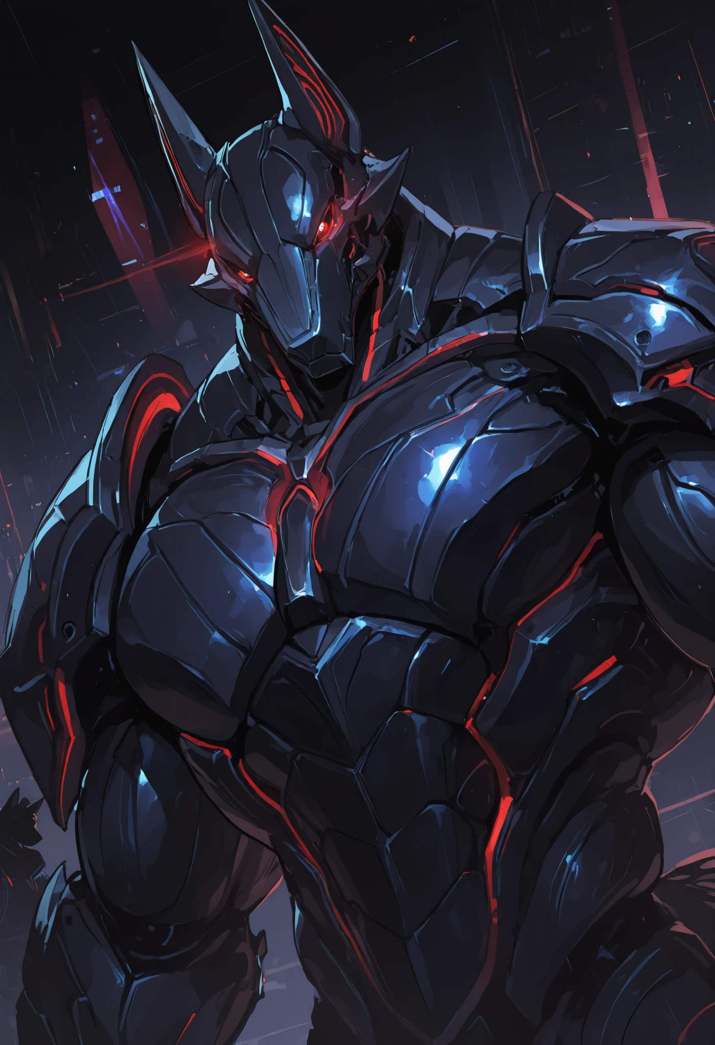 score_9, score_8_up, score_7_up, score_6_up, score_5_up, score_4_up, gigerworld, anthro jackal, heavy armor under the jacket, bulky, wide chest, monstrous
cybrog, anthro, jackal, male, Muscle, Delicate face, Delicate eyes, 1 big tail, (glowing LED), rubber goo body, evil looking, crimson glowing eyes, black steel scales, black and evil armor, futuristic evil armor, heavy armor, snout-cover armored mask, faceless head, balanced physique, muscle-shaped armor, war machine, muscular physique, thick arms and legs, claws, warframe, cyborg,

powerful pose, levitating, advanced and stylish design, dutch angle, portrait, upper body focus, detailed background, newest, extremely detailed CG unity 8k wallpaper, realistic, masterpiece, highest quality, masterpiece, highest quality, lens flare, unreal engine, trending on ArtStation, Intricate, High Detail, dramatic, beautiful and detailed lighting, shadows