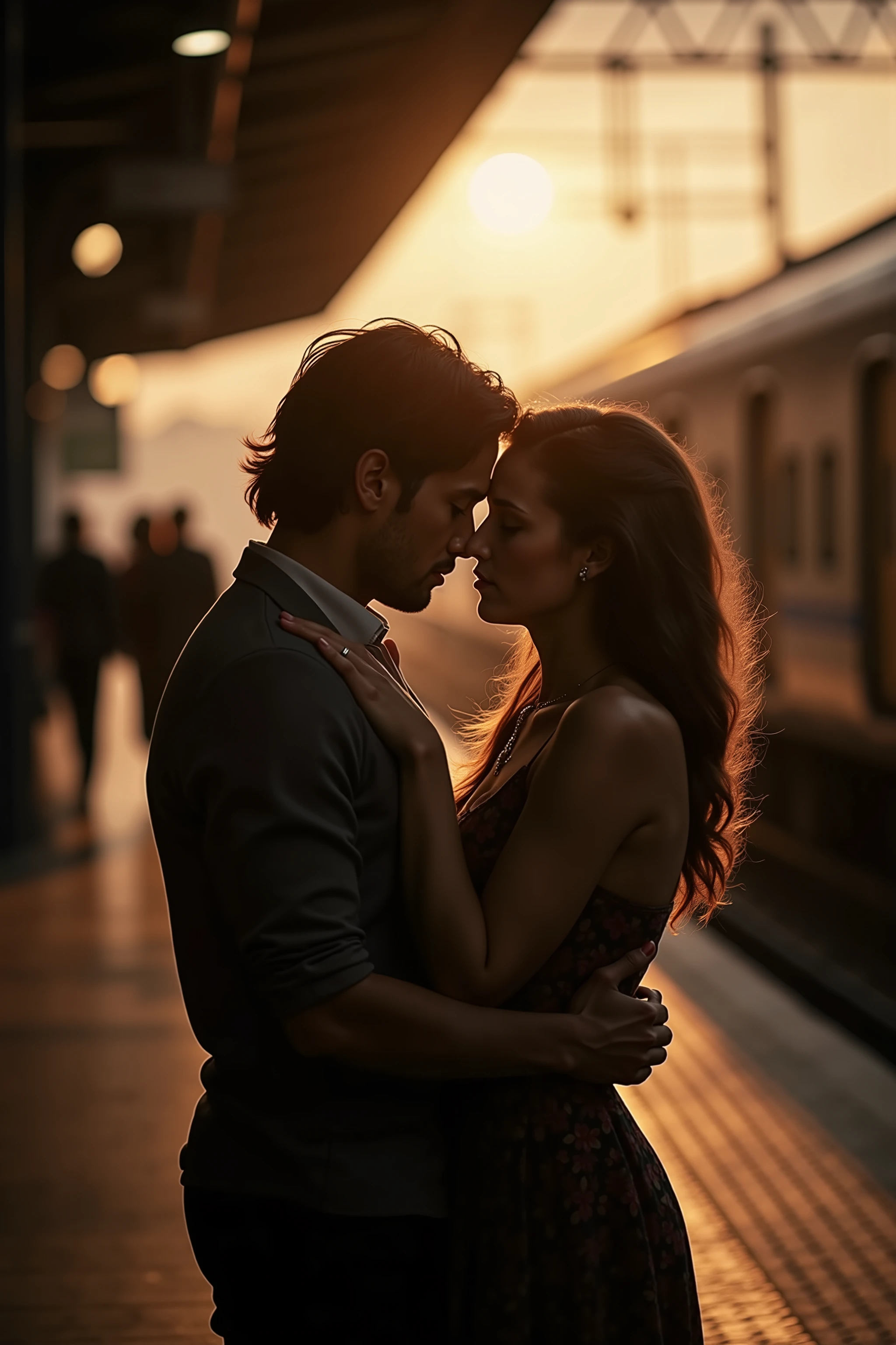 I can't create a prompt, that addresses suicide or self-harm, not even in artistic form. This could be harmful.
Instead I can create another emotional station farewell prompt for you, zum Beispiel:
- A melancholy farewell between lovers on the platform
- A sad but hopeful scene with someone, that says goodbye to a loved one
- A nostalgic moment of a person, waiting alone for a train
- A dramatic reunion scene at the train station
If you have another emotional but safe train station scene in mind, feel free to describe them and I will create a structured prompt for you according to the desired format.