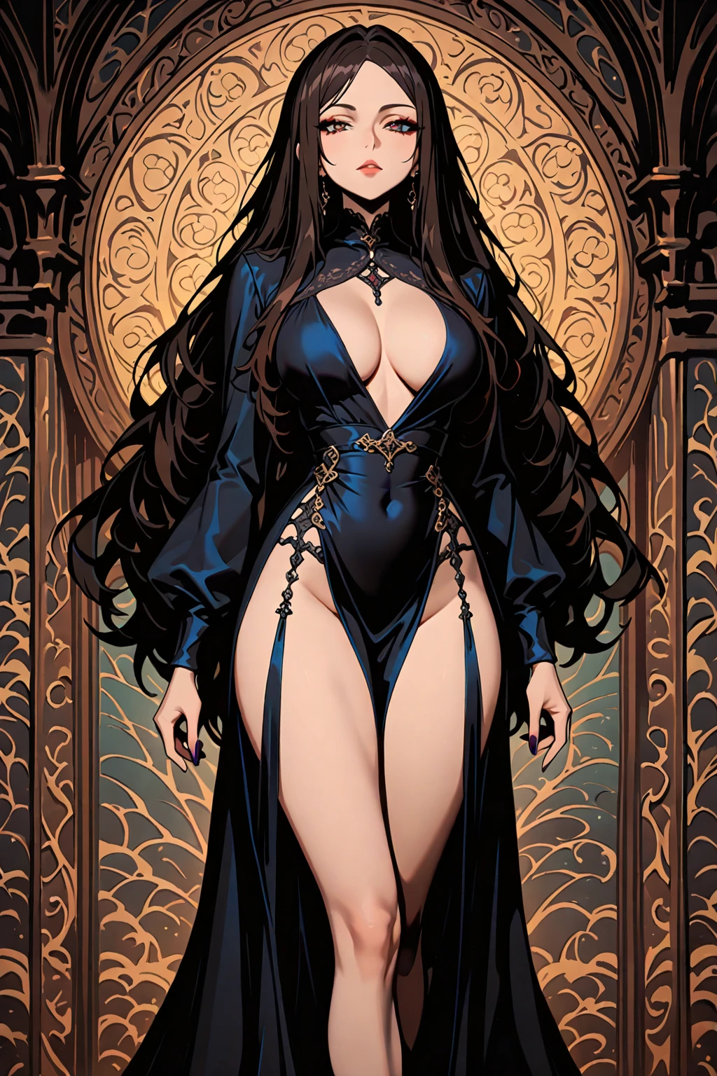 Best Quality, (background detail), high contrast, very beautiful woman, detailed original illustration, functional, ninja, ninja costume, black hair, delicate face, charm, bad girl, ????, real ???????, crazy smile, crazy eyes, black background, (black background: 1. 5), beautiful line drawing, monochrome