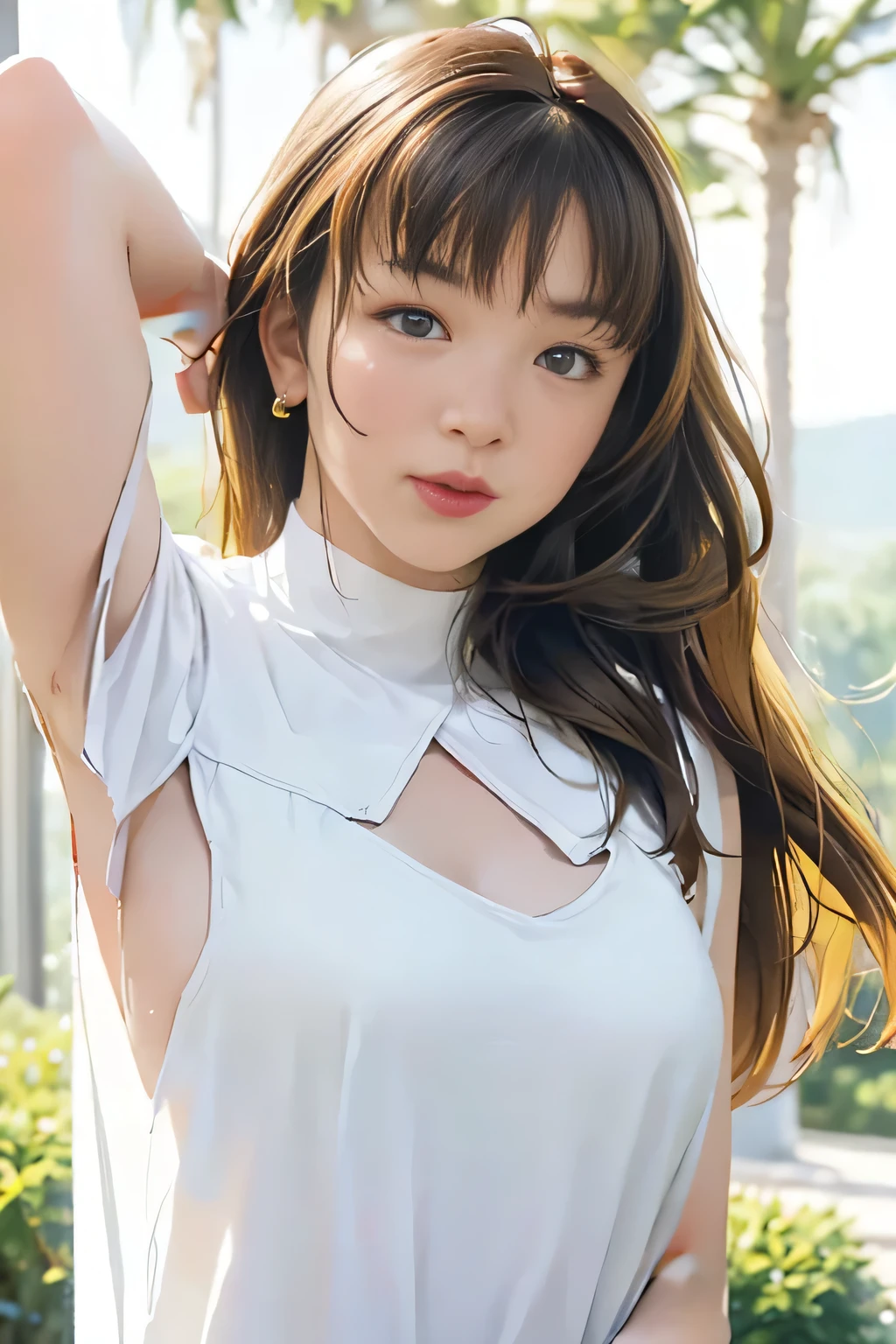 , best quality, masterpiece, ultra-detailed, 1girl, black eyes, whole body ,huge breasts, ((())), (((hime cut))), (((blunt bangs))), (((tsurime))), (((((narrow eyes))))), outdoors, (((younger))), (pop idol),public , ((())),,,solo, (brown hair),(short hair),((((wavy hair)))),((())),(((()))),(((((in the sky))))),(((((falling from the sky))))), (((free fall))), (((No expression))),((((((syncope)))))) ,((((((Fainting)))))) ,(((spread your arms))),(((spread your legs and stretch your legs))),((hair is messy)), Breasts are disturbed ,roll her eyes back, turn upside down,((((())))),(((((incontinence)))))
