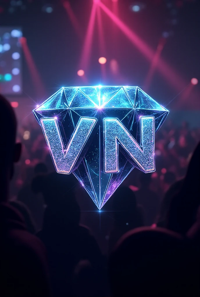 generate logo that have name DJ VN with font like diamond in letter and background in club