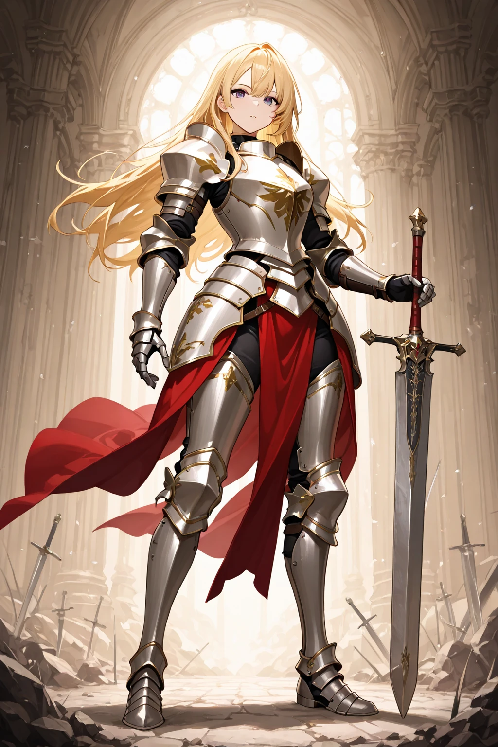 16k, ultra detailed, masterpiece, best quality, (extremely detailed), arafed, dnd art, panoramic view, full body, a single1 (Barbie: 1.5) knight standing on the all of the castle as the sun rises, she is holding sword and shield, you see only the silhouette of knight, intense eyes, ultra feminine, ultra detailed face, (Masterpiece, intense details:1.5), (anatomically correct: 1.5), determined face, sky are switching day and night, the sun is rising, suns, some stars, rays of dawn, fantasy castle background, Wide-Angle, Ultra-Wide Angle, 16k, highres, best quality, faize, Sword and shield