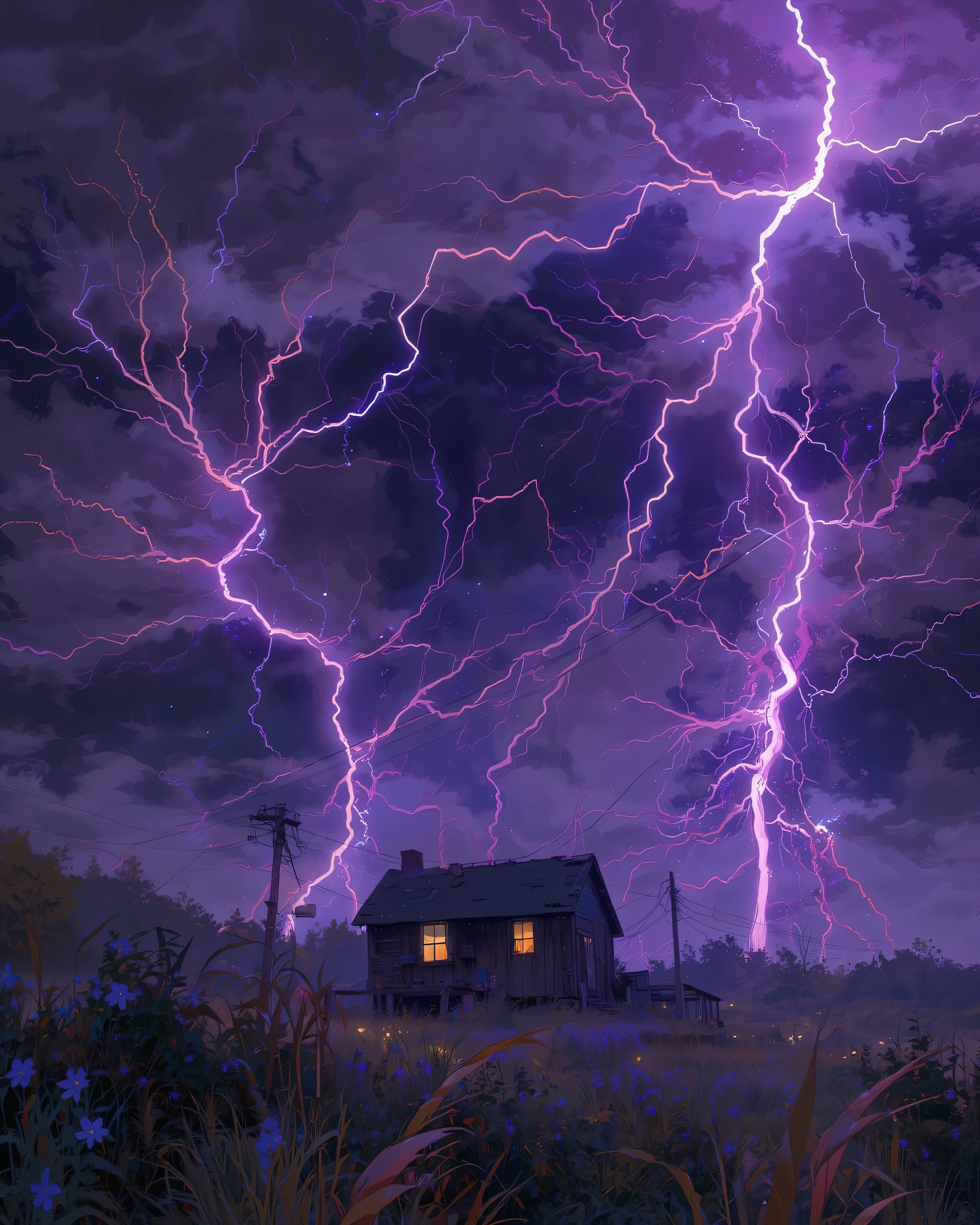 VibrantlySharp style.,purple lightning 