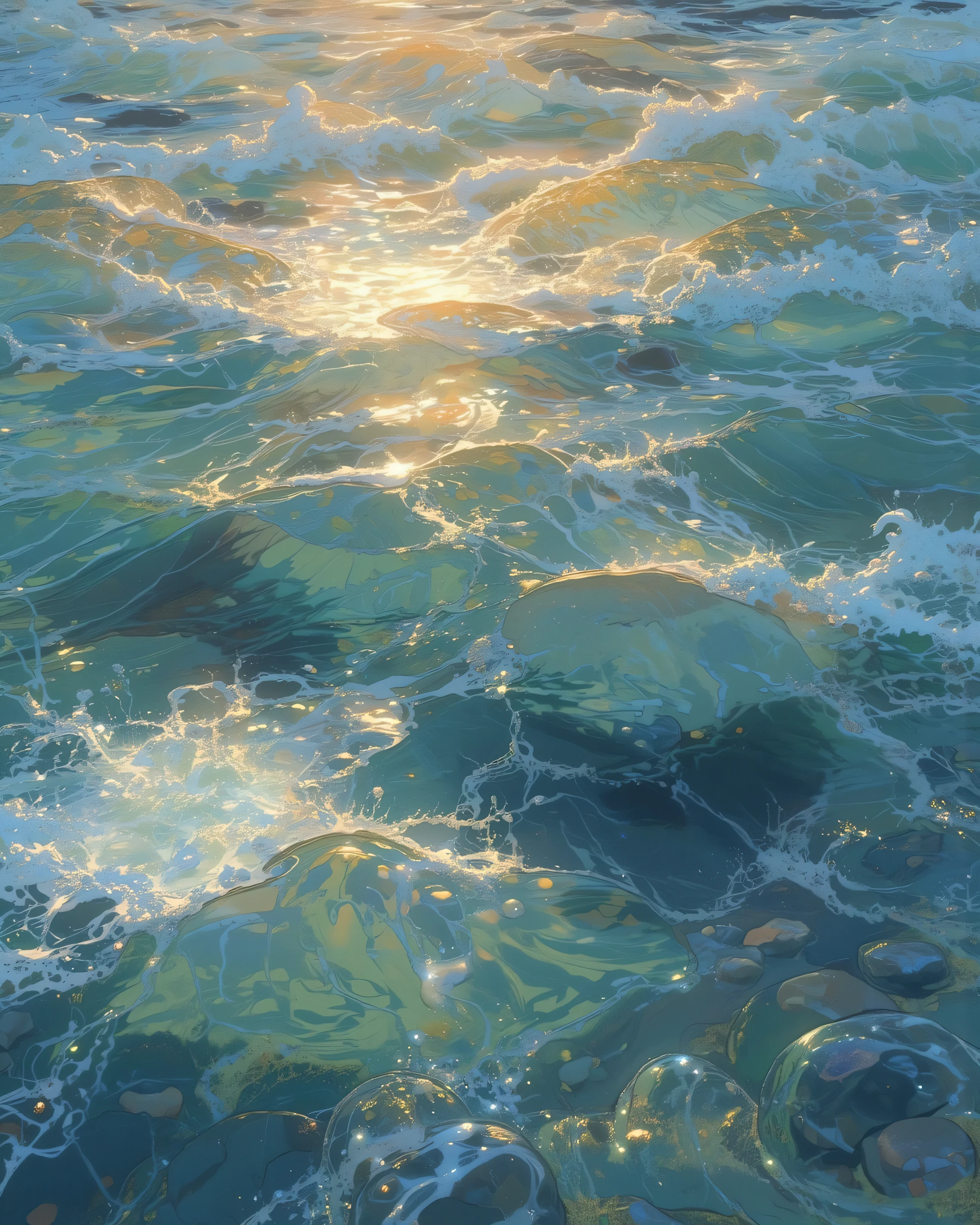 VibrantlySharp style.,clear look at waves and ripples in water