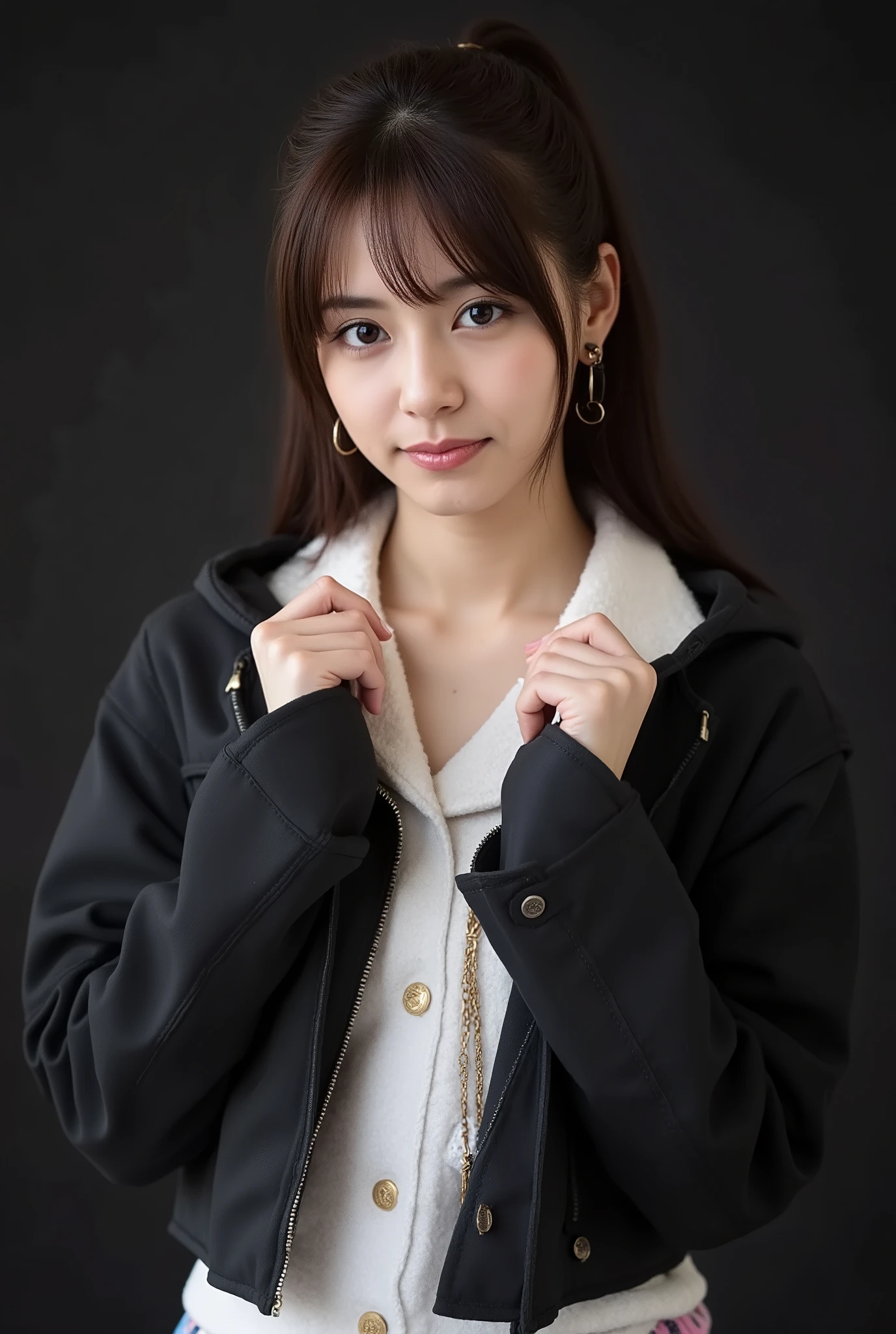 Cute Cosplayers、realistic as pictured、dark background、matte texture、Beautiful Body Line