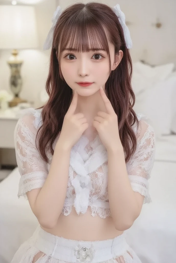 hightquality,in 8K,1 girl in,E-cup,finerly detailed face,Natural eyes,二重まぶた,A smile,cute little,date,Natural feel,Menhera,Anatomically correct, Textured skin, High quality, hight resolution,Symmetrical,the golden ratio,Beautiful detailed eyes,full body Esbian,Raw foto,,Valentine