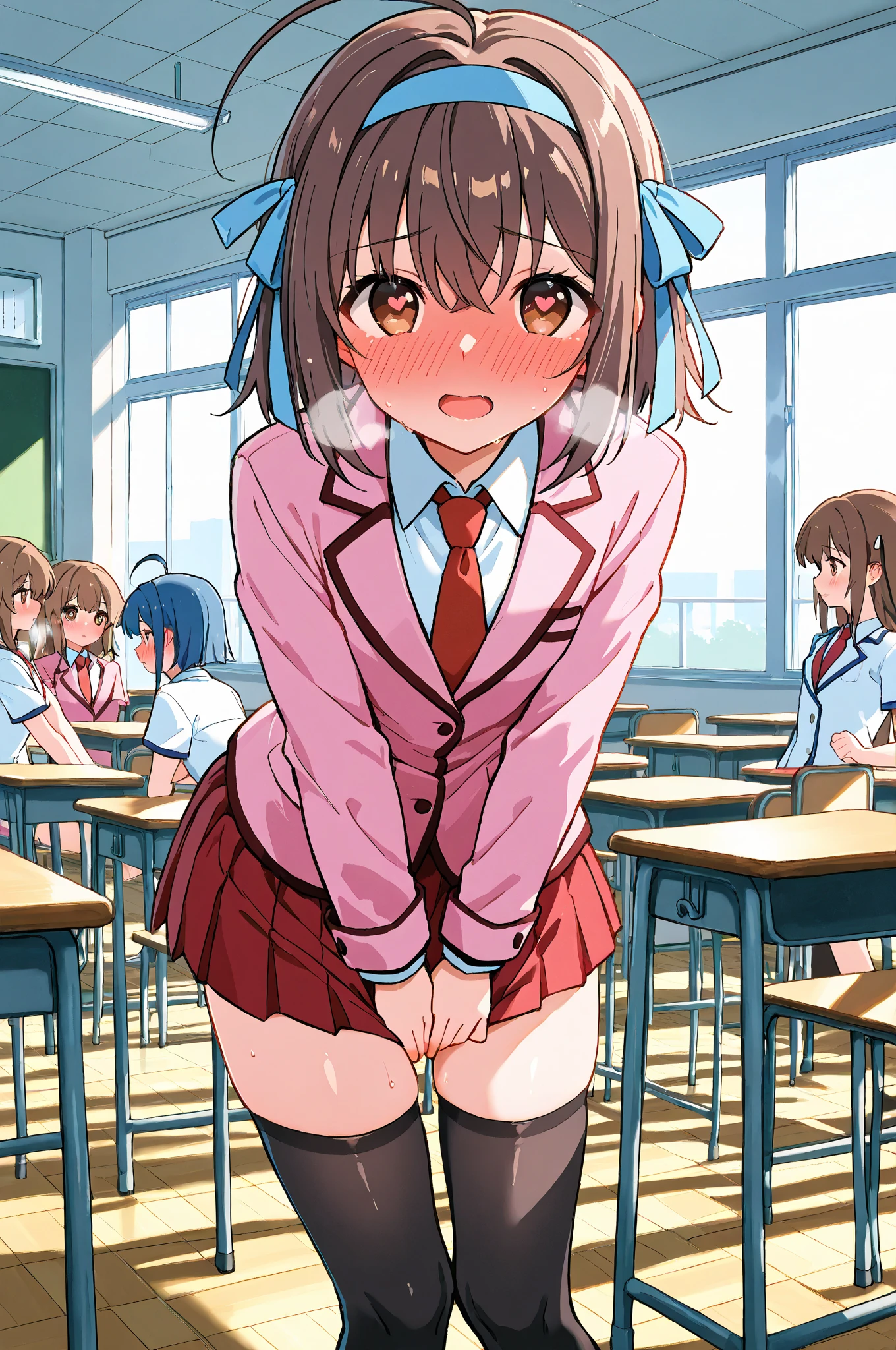 girl、cute、Completely naked、Full nudity、Bunny ears、Embarrassed face、tears、School classroom、Lots of school desks、Ahegao、first round、Lock、bukkake、whole body、Tattoo、Spread your legs、tits、condom belt、