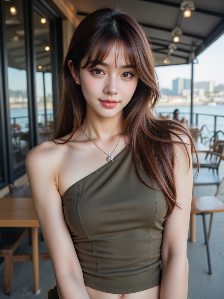 ((Best quality, 8K, masterpiece:1.3)),1girl,18 years old,Asian,Real texture:1.3,(Background blur:1.3),Gorgeous long dress,Tall and slender figure:1.2,(Hot summer weather),(street:1.3),Highly detailed face and skin textures,Exquisite eyes,Long eyelashes,Double eyelids,Skin Whitening,happy,