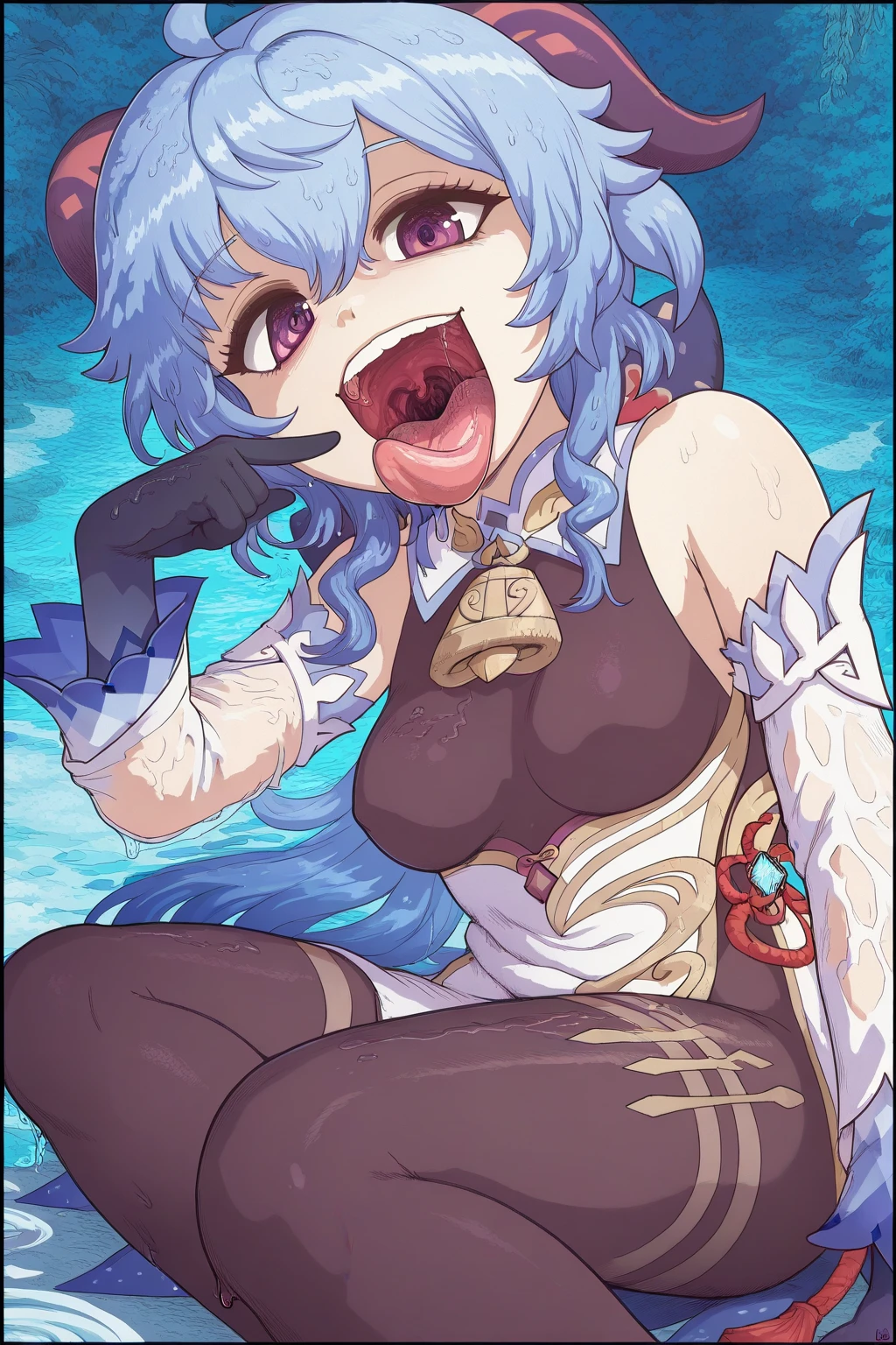 NSFW,masterpiece,Highest quality,High resolution,Super detailed,ganyu \(genshin impact\),(Bikini Armor),Embarrassed,Estrus,excited,blush,(Leg spread),Erect nipples,orgasm,Climax,(Squirting),Roll your eyes、squint,One man,Having intense sex,Creampie,,in the forest,camp,From the side