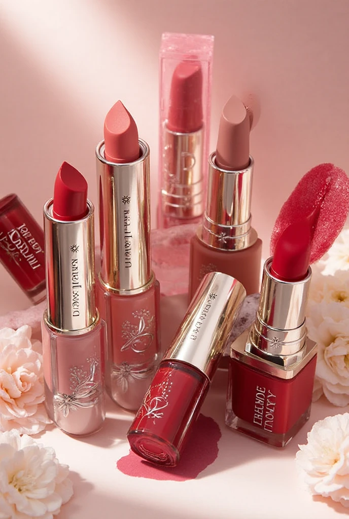 Create lipstick images, little ones, with golden lid 