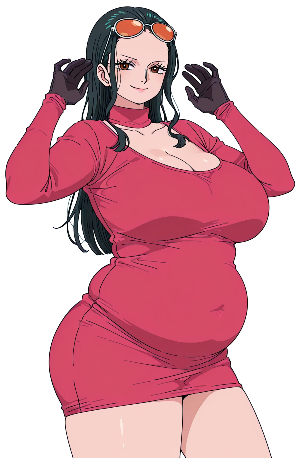 1girl, milf, looking at viewer, plump, tummy showing, cute, ???????????, adorable, sweater, anime, long skirt, cat ears, cat tail, blep, eyes rolled back, huge tummy, fat tummy, mature woman