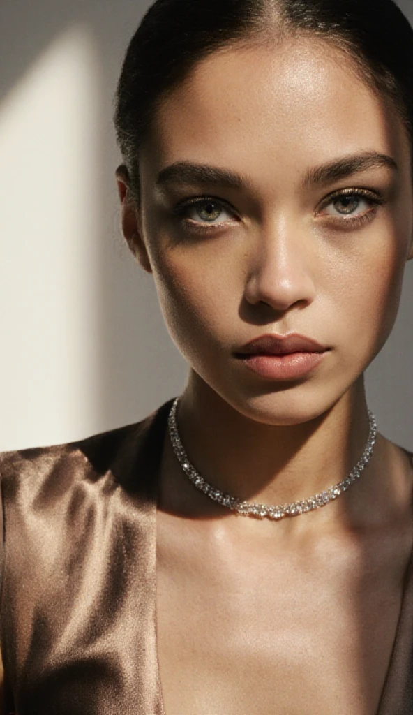 A chiaroscuro portrait of a woman, beautiful detailed eyes, beautiful detailed lips, extremely detailed eyes and face, long eyelashes, porcelain skin, elegant hairstyle, intricate jewelry, dramatic lighting, Renaissance style, dramatic shadows, warm golden tones, dramatic chiaroscuro lighting, ultra-detailed, 8k, photorealistic, masterpiece, cinematic, dramatic atmosphere, elegant and regal