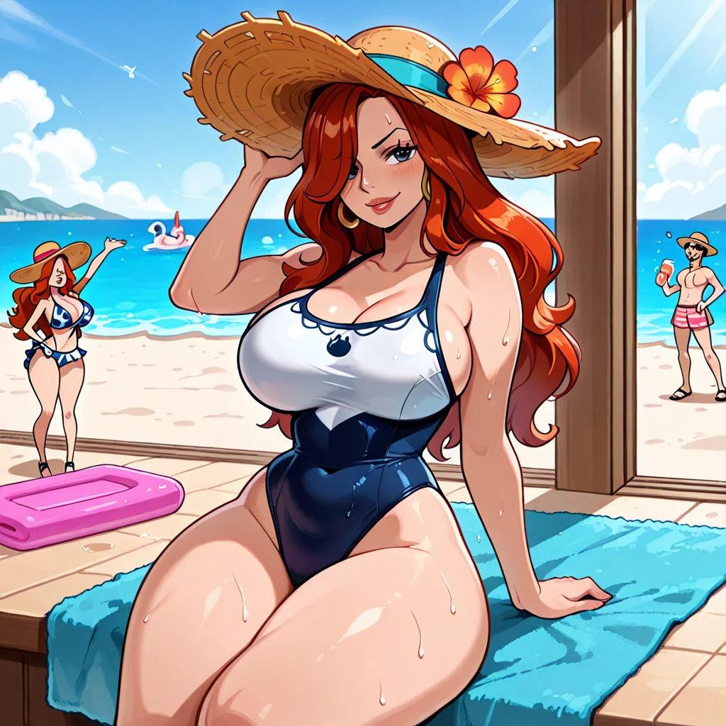 Get wet，Super detailed color comic style ，Shedding ，plumw，younger female，Big breasted and shy，White and tender，Eighteen forbidden，redheadwear，Strike  poses，Thick legs，Cocked ， raised，Squeeze your  with both arms，Open-mouthed，Stick out your tongue，Reddened complexion，Eyes rolled upwards