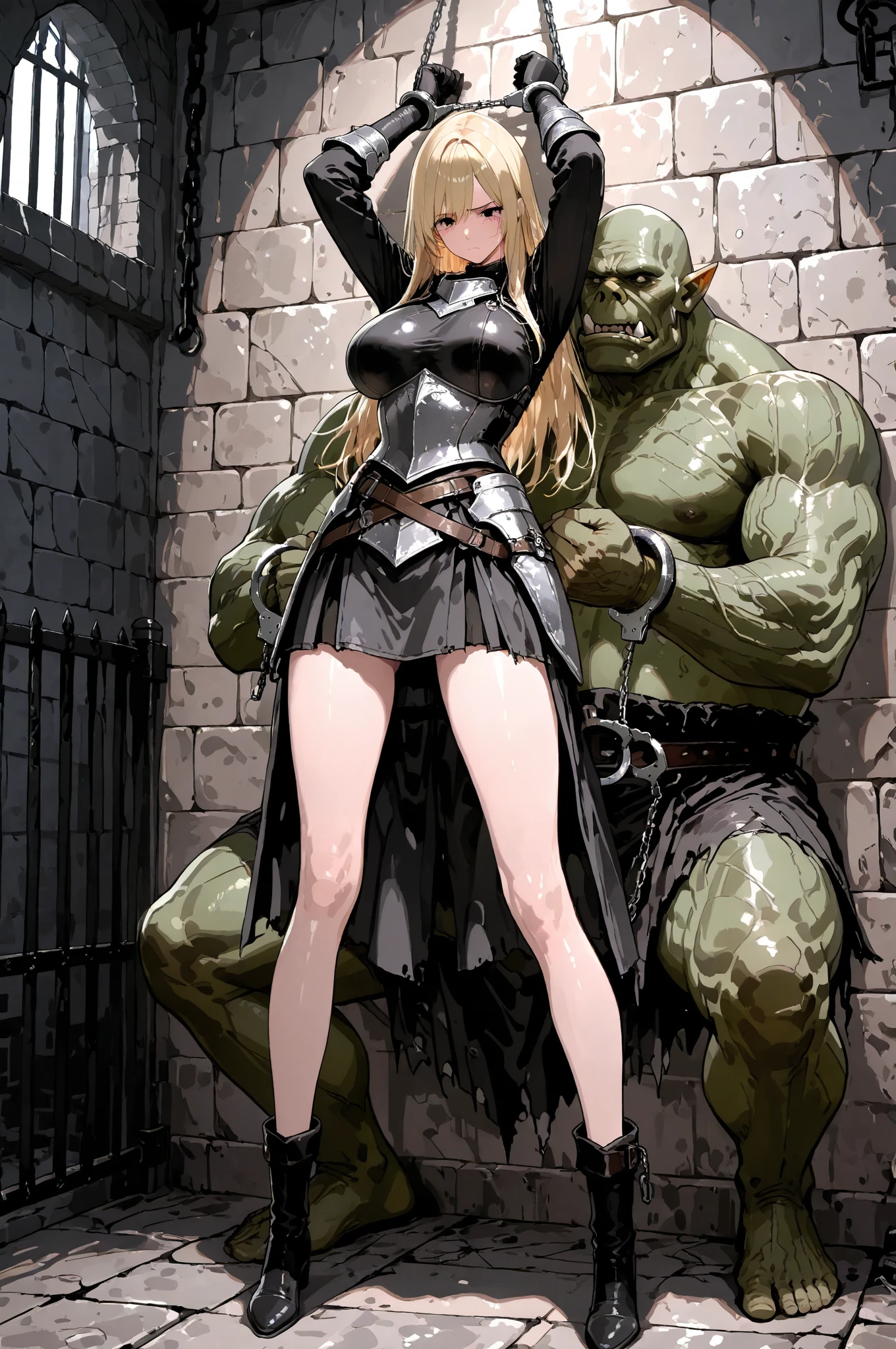 (映画館のdarkness、Ultra-precision CG:1.2、professional light source、great shading、(darkness、dynamic angle、thighlet)、I want to prevent the collapse of the human body.、perfectionなリムバス、perfection、perfectionな腕、precision finger piece:1.2), (highest quality:1.2), (very detailed:1.2),((1 girl、成熟したwoman、??? 、Sad face、unfortunate、embarrassing、shiny skin、blush、(((Scapula、bracelet、,black_thigh strap、bangle、anklet、sandals))),(highest quality, 8K, 12), pink hair、Medium ?????:1.1, perfectionなボディ, Super detailedな顔,(masterpiece)), ((best image quality)), (Super detailed), ((???????:1.2 、well-shaped ?????、asymmetrical ?????、heterosexuality)), In 4K, highest quality, (beautiful),((world class quality)), (Detail shading pretty face), (in a dark basement、Stone pavement and an eerie cold atmosphere、dark dungeon:1.5)、(beautiful胸、big ??????、perfectionな体、woman'chained collars)))、((Aucsol、green skin、grease、fat man、((random 、rough 、gang_???))、???、and、 restraint, black band、鎖でrestraintされる, Aucsol))、 deep penetration,perspective, zoomed in, multiple boys, prisoner, pieces fly, highest quality, very detailed、（multiple man orcs、heterosexuality、オークandsexするwoman、Thick and long ????? 、vein ?????、Woman and oak between ???????、オークがwomanの胸を持ち上げている、Orc is grabbing a woman's ???????、thick dripping from woman's things,intrusion、wet and water、??? overflow、 to the body)、randomなアングル、randomな???、(silver chain、hanging on a chain、pulled up by chains、 restraint、slave、despise、Drool、hand flail、fetters、obedience、exhausted),(I can see the ???????)
