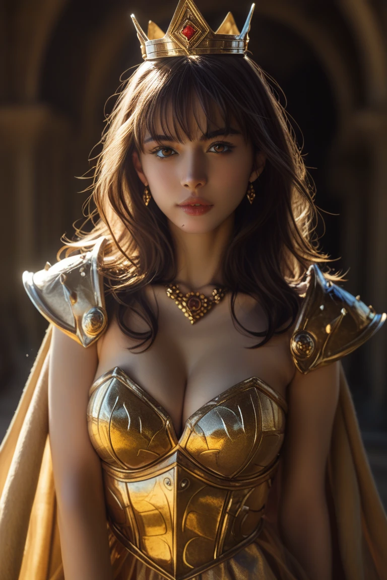 portrait, girl, middle ages, classicism, andrey atroshenko style, painting, traditional media, realistic, figurative, fine art, oil on canvas, HDR, 8K, original character, high resolution, high detail, focus on the face, COXAS GROSSAS, PERNAS LONGAS E BELAS, DONZELA JOVEM, MUSA, PRINCESA MEDIVAL, middle Ages, ARMADURA DE PRATA, VESTIDO DE PRATA, SENTADA, PERNAS DESCOBERTAS, SENTADA EM UM TRONO, SENTADA DE LADO