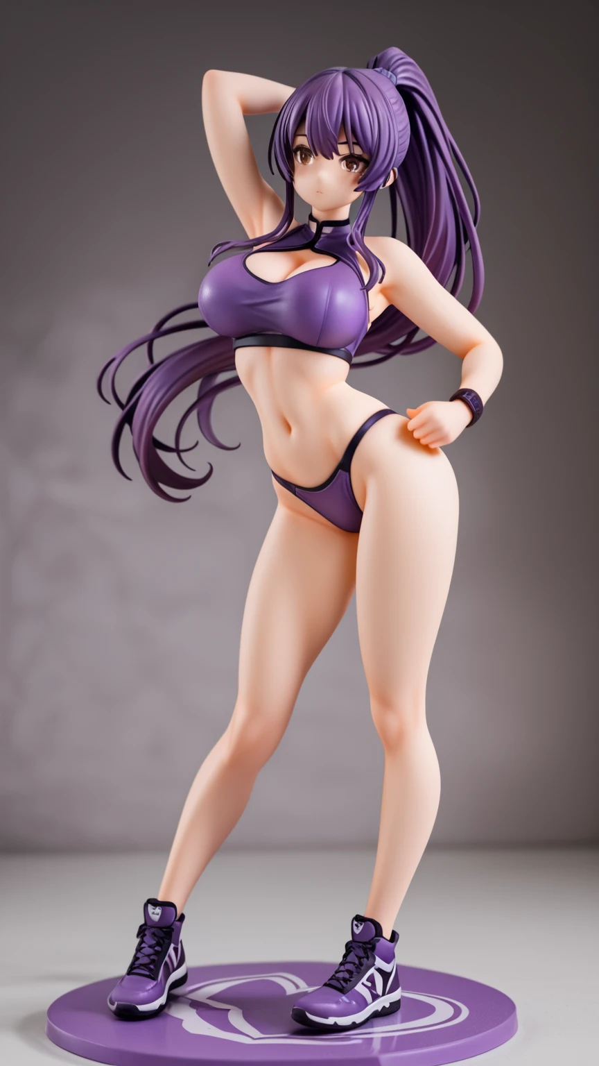 "(best quality,highres,realistic),1girl,beautiful detailed eyes,beautiful detailed lips,extremely detailed eyes and face,longeyelashes,sexy look,purple-eyed girl,busty figure,curvy  and buttocks,posing seductively,athletic physique,fit and toned body,wearing a revealing swimsuit with vibrant colors,captivating charm,colorful background with tropical vibes,highlighting her stunning features,perfect lighting to enhance her beauty,vivid colors and sharp focus,paying attention to every detail"