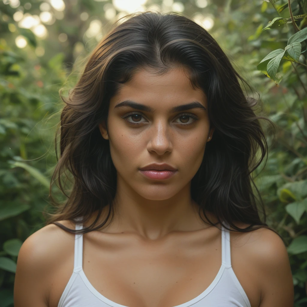 (a gorgeous 25 yo female top model) posing erotically at a high-end restaurant bathed in a soft dim glow, arm up, hand on hip, long hair, tottely , ((())), bangs, green eyes, dim glow, a lush, verdant landscape teeming with life. Paint towering trees adorned with exotic foliage, their canopies forming a verdant umbrella. Convey a riot of colors through tropical flowers, vivid birds, and elusive creatures nestled in the emerald embrace. Depict a soft, diffuse light filtering through the dense foliage, creating pockets of enchanting shadows. Capture the symphony of nature with cascading waterfalls, babbling brooks, and the distant hum of wildlife. Emphasize the rich biodiversity and the intricate dance of flora and fauna. Immerse the viewer in the mystical allure of this rainforest sanctuary, photodromm, , , hyperrealistic art, extremely high-resolution details, photographic, realism pushed to extreme, fine texture, incredibly lifelike, ng_deepnegative_v1_75t, easynegative, negative_hand, FastNegativeEmbedding, abv, ng_deepnegative_v1_75t, easynegative, negative_hand, FastNegativeEmbedding, abv, (()), ((()))