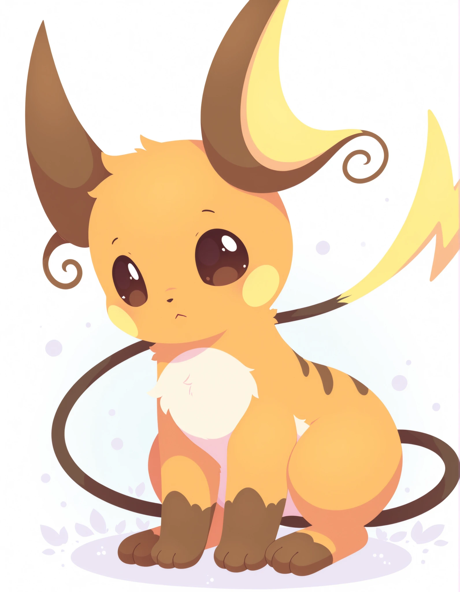 pearlykf, pokemon (creature), furry female, masterpiece, highres, best quality, (lineless:1.2), BREAK 1girl, detailed face, cinematic angle, solo, BREAK cute, adorable, feral, petite, raichu, pastel_colors,