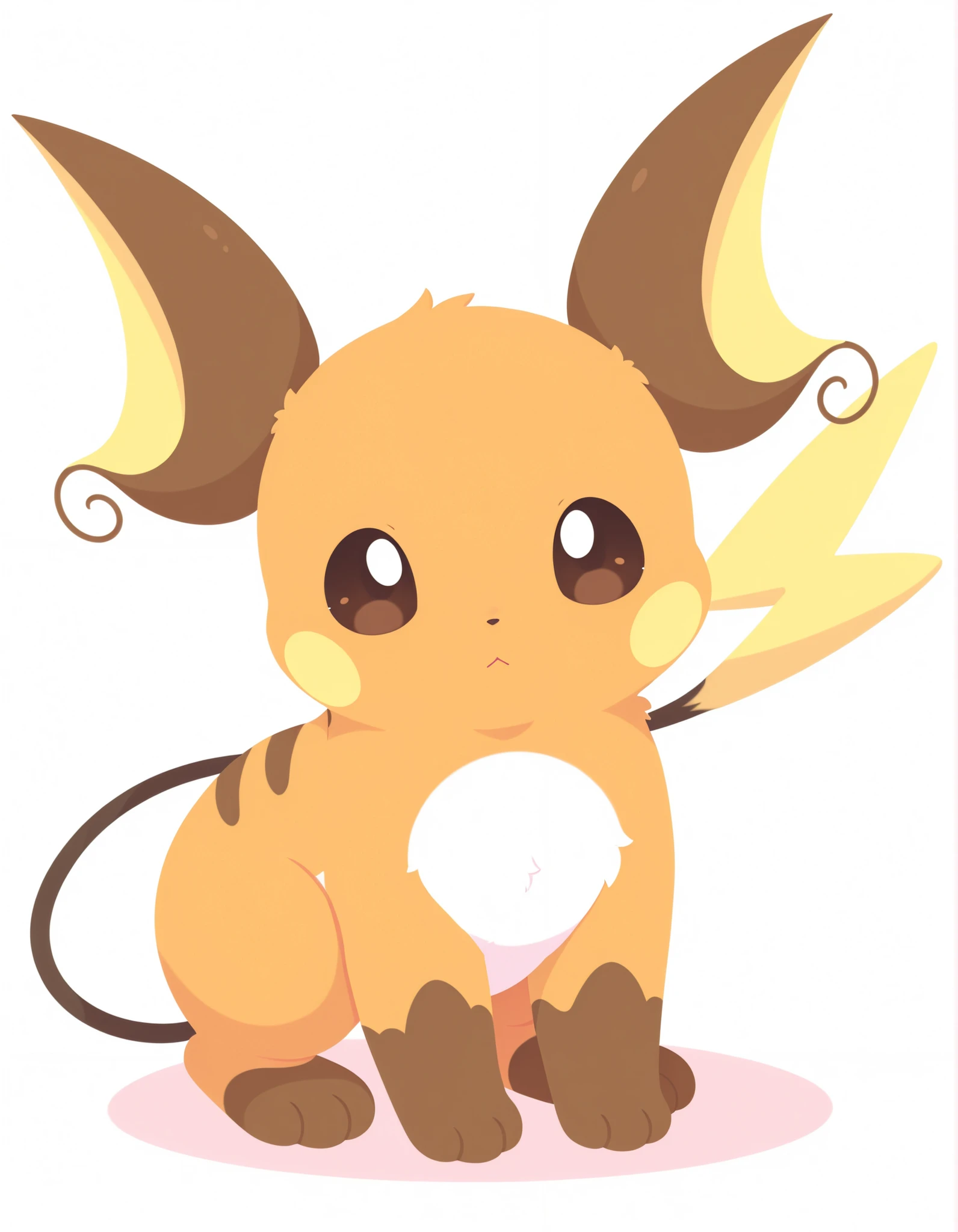 pearlykf, pokemon (creature), furry female, masterpiece, highres, best quality, (lineless:1.2), BREAK 1girl, detailed face, cinematic angle, solo, BREAK cute, adorable, feral, petite, raichu, pastel_colors,