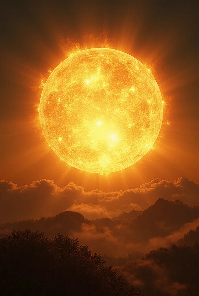 Sun: An immense and glorious sun that rises above the horizon - SeaArt AI