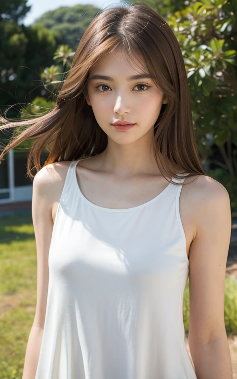 (Ultra Realistic), (Illustration), (High Resolution), (8K), (Very Detailed), (Best Illustration), (Beautiful Detailed Eyes), (Best Quality), (Ultra Detailed), (Masterpiece), (Wallpaper), (Detailed Face), Night, Upper Body Up,Armpits, Smile,Plump,Solo,Simple White T-Shirt Girl, Sweaty, Japan Person, Big, ()