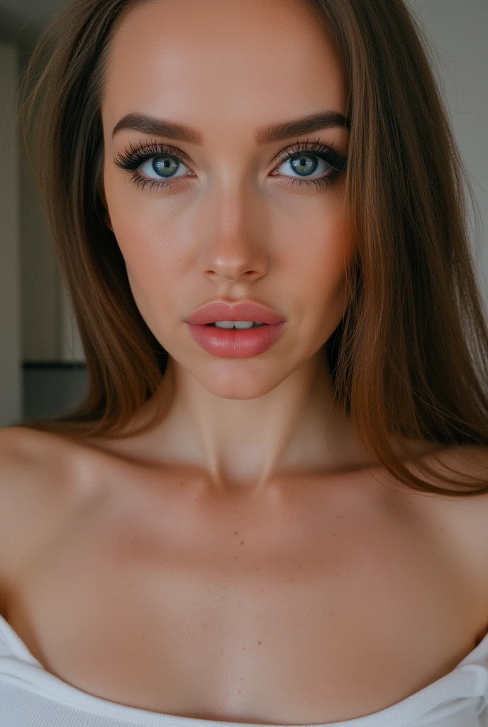 ragazza rossa di capelli , occhi verdi , semi nuda , ultra dettagliata , accurata anatomia , precisa bellissima ,. tutto il busto , frontale , felice