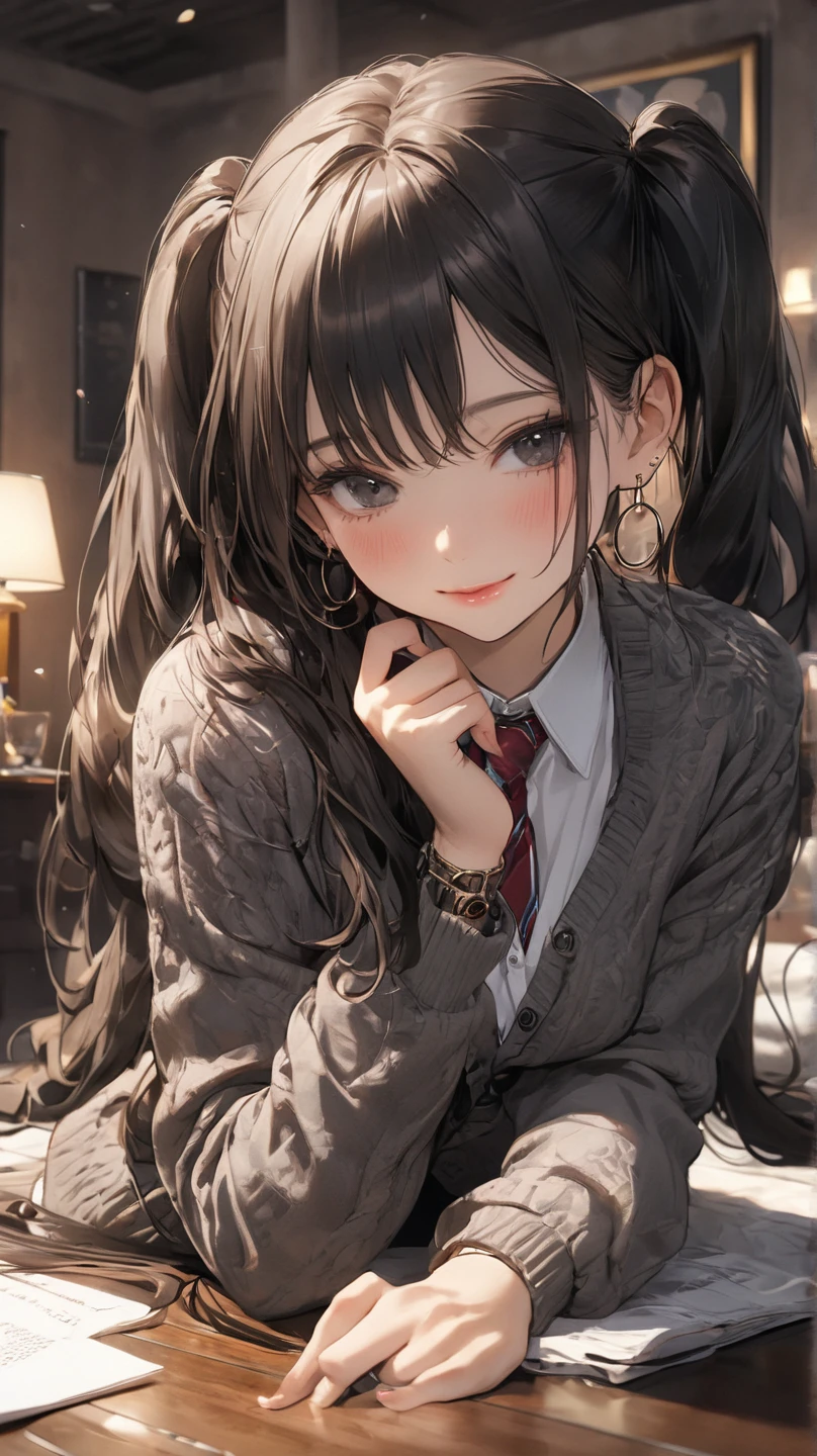 realistic, lip gloss, realistic, best quality, super high resolution, depth, pastel colors, natural shadows, focus on face, just face, looking at the viewer, long hair, brunette hair, brown and detailed eyes, (masterpiece, best quality), 1 girl, solo, from front,
(shut up), smile, parted lips,
Shiny skin, thick thighs, white ,
School uniform, serrap, pleated skirt, loafers, black socks, crouching, indoors, looking at the audience, anatomically correct --auto --s2