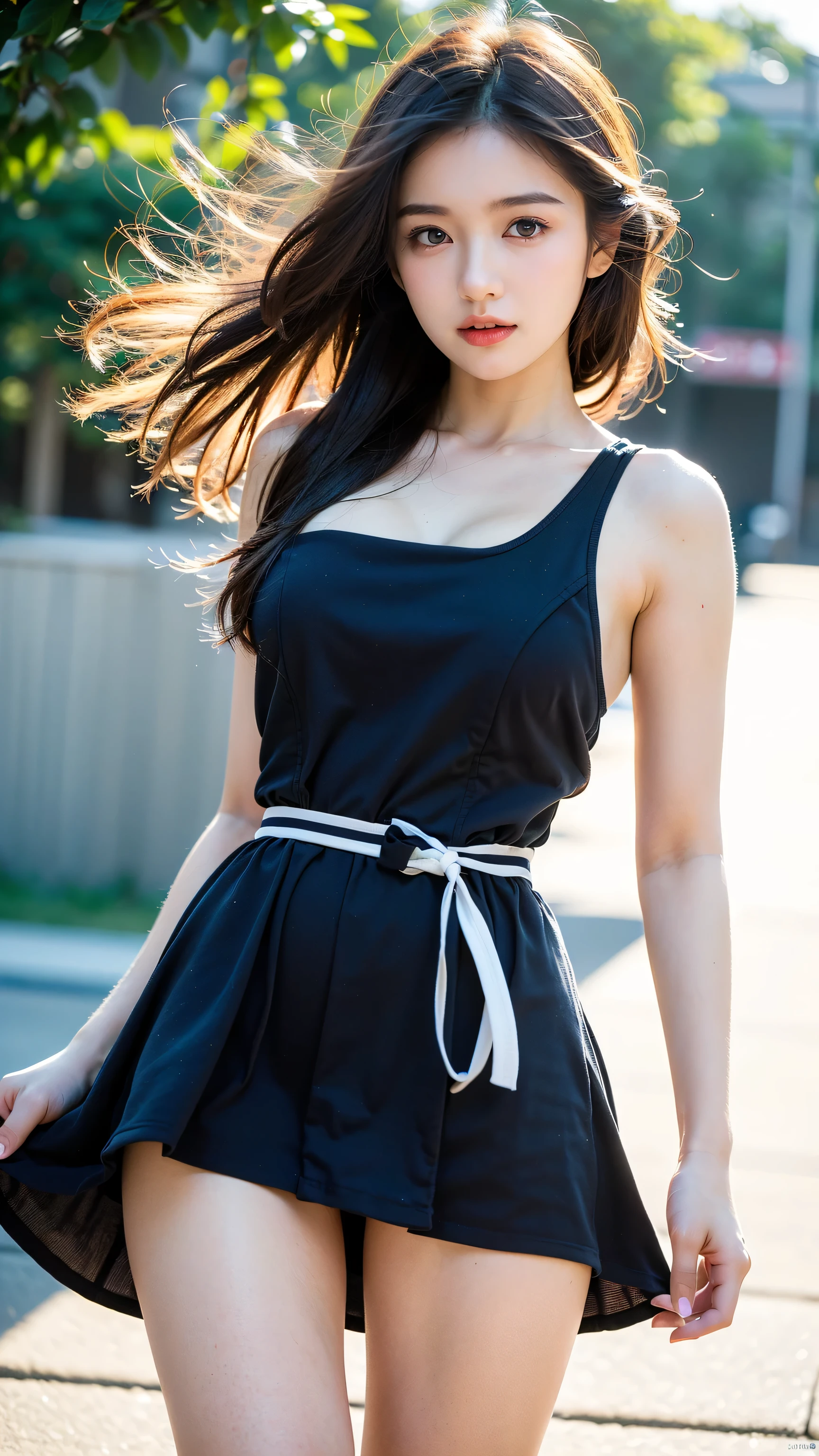 (((Pure and cute middle school student))), ( Strong wind blows through her dress :1.4), I Can See Your Underwear, beautiful 밥헤어, immersed ,  beautiful eyes,  ((ultra high definition)), (( thin thighs :1.3, Inner thigh:1.4)), slim body , ((thin waist:1.2)), (  Japanese Idol , BABY FACE,  pretty girl), (  Perfect Anatomy:1.2), beautiful , ( Top quality、 Top quality、 Masterpiece、 ultra high definition、reality:1.37), ( Refined eyes and face :1.3、 Professional Photography Tips )、(Good hand、Correct behavior:1.1)、((beautiful 긴 머리와 바람에 펄럭이는 드레스:1.4))