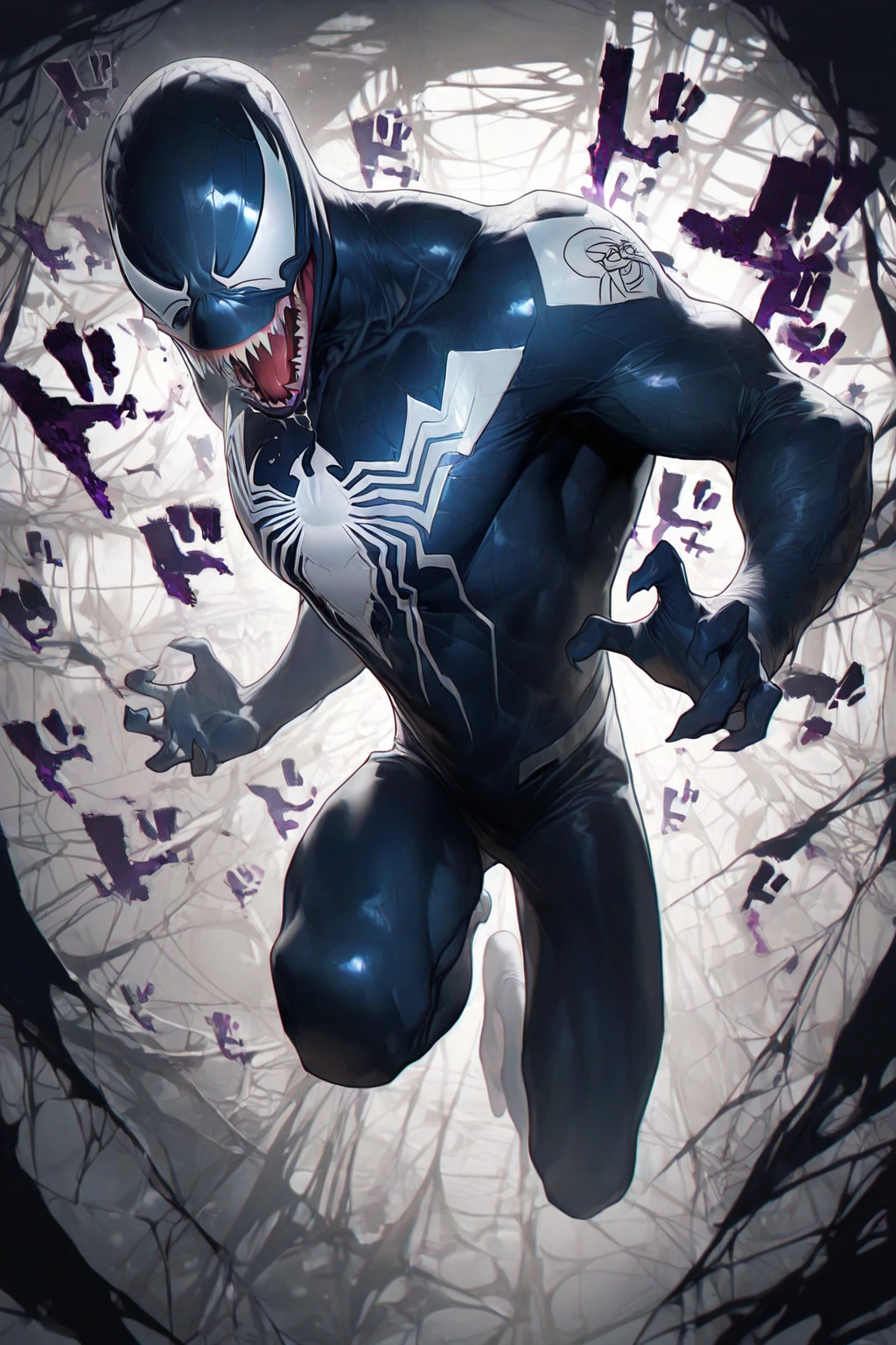 Female, thick thights,  abs, 

 alien
mammal 
 symbiote
Venom