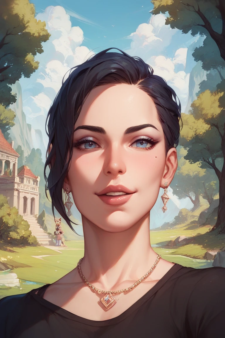 Personagem mulher estilo atompunk Fiona rainha Anna de Arendelle com marcas de guerras Imagem de desenho animado de uma mulher .Ilustra??o estilo desenho animado, estilo de arte dos desenhos animados, estilo de arte dos desenhos animados, digital illustration style, estilo atompunk design de personagens altamente detalhado, arte digital detalhada coragem, Forest fan art, Design de personagens de retrato, beautiful digital illustration, retrato de alta qualidade, Arte em quadrinhos, mulher jovem cabelo com transas lindas . Queen Anna of ArendelleBeautiful lined eyes Medium large bust and wonderful sexy clothes. image expression of  desire from waist to head illustration Queen Anne of Arendelle atompunk style Fallout 4 style pose playboy magazine sensual witch Character cartoon style  expression happy beautiful smile and six medium small portrait mode waist up with lots of gold around her other stones precious portrait mode waist up queen of the south Jennifer Connelly GTA scenery  gold coins chest with jewelry with her boyfriend, um homem com barba preta, armado com um estilo militar, 