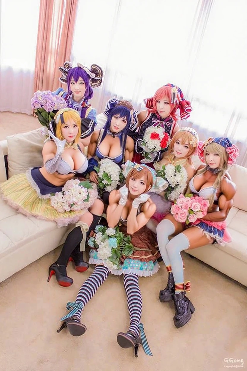 (Full Body of Extremely Detailed((Sexy Maid Group in a row:1.37))), KAWAII perfect face, Reflective Eyes, Detailed(Delicate Clothing textures), Correct Leg Line, Dynamic Joyful Expressions LifeLike Rendering, Specular Reflection, TopQuality 8K Ultra-detailed masterpiece (ProfessionalPhoto:1.37), (Acutance:0.8), (Luminism:1.28), (Renaissance art style), Colorful Light particles, ((Full body from side)), {Kissing|Thigh Gap|AssFocus|(NakedApron with Overflowing SideBoob)|Reflectiv NippleSticker}, Radiant Fine Skin with Transparency, (Exposed:0.4), (Different types of Anime hair color){Pink Hair|Blue Hair|Platinum Blonde|Pure White Hair|Liquid Hair}, Perfect Lighting 