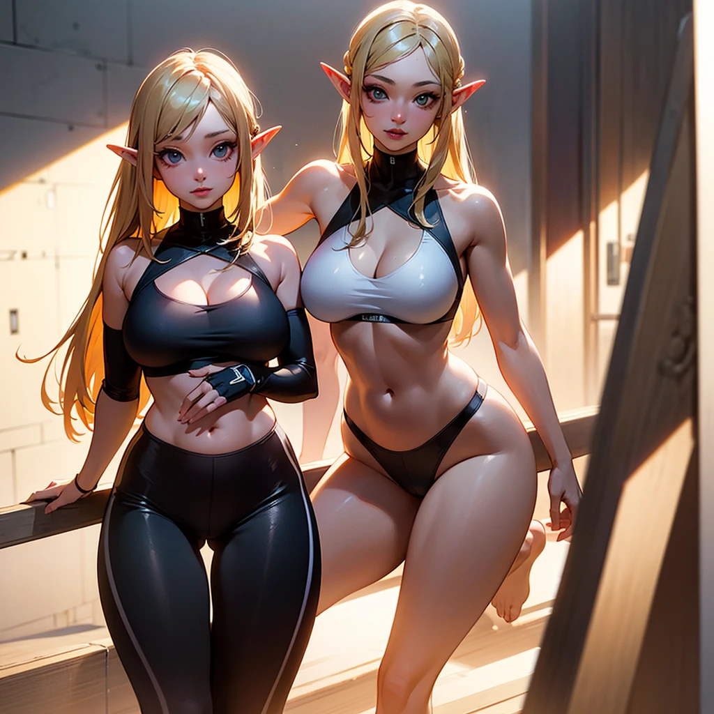 elvish、 A sexy、Bold poses、teats、Soft light、a blond、caves、Blue eyes、Touching your、lovely、realisitic、silhuette、An ultra-high picture quality、ultra-quality、8K