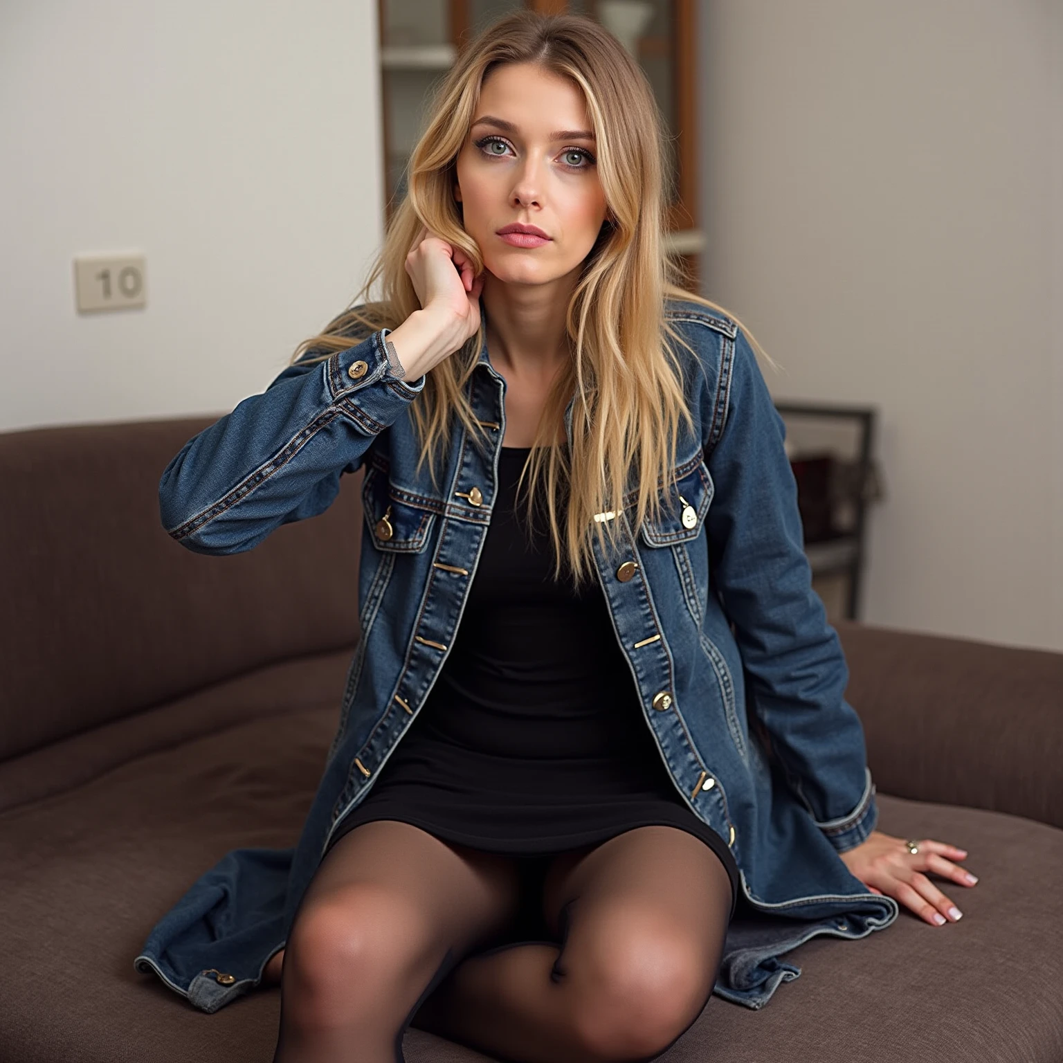 A teenage woman of 15 with blonde hair and brown eyes and white skin who looks like Tesa from After looking at the sky 