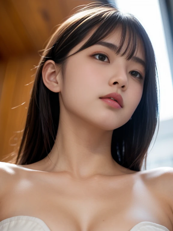 （best quality，high resolution，nmasterpiece：1.3），A tall and beautiful woman with a slender figure.，（short dark brown hair），in ，is inside a school room，The details of the face and skin texture are beautifully rendered，Detailed eyes，Double eyelids,  shell, see 