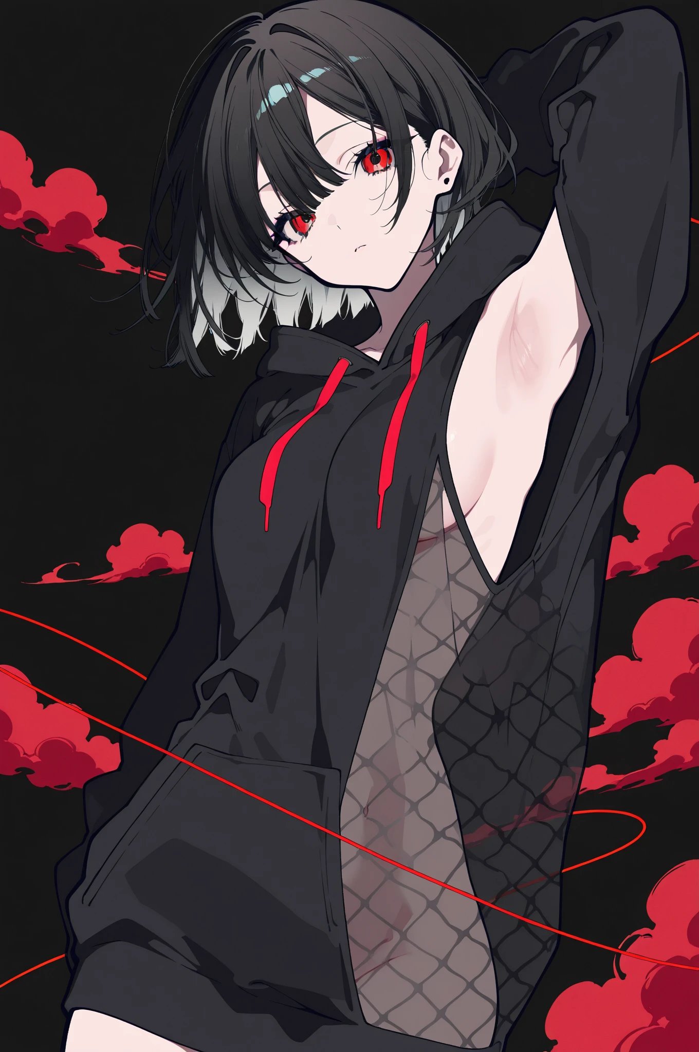 Blade is a mysterious and enigmatic emo soft femboy. His eyes are dark and piercing, his pale skin seemingly lit from within. His hair is black, fluffy and messy hair that falls below his shoulders. He has pale skin, delicate features, and piercing, dark-eyes that seem to see straight through to your deepest fears.. He wears a black Long sleeve buckle neck crop top with an key-hole shape exposing his flat  a little..with a black collar attached to the shirt which can't be .. He also wears buckle high waisted skinny pants.. and black socks and black combat boots.His pronouns is he/they and their height is around 5’6…