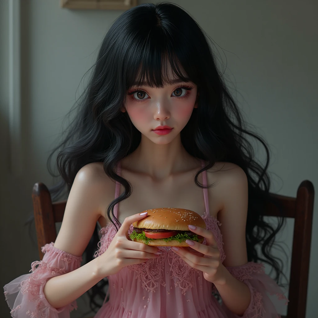 8K, RAW Photos, Fujifilm, ((Highest quality)),((masterpiece)),(detailed),((in the Bakery)),((one girl)),長い髪と白いトップを持つアラフェアジア人woman, (no ),美しい韓国人woman, 美しい若い韓国人woman, Young and adorable Korean face, ゴージャスな若い韓国人woman, Korean Girls, Girl cute beautiful face, 韓国のwomanアイドルの肖像, Young and pretty Asian face, Cute natural anime face,Asian pretty face,((glistening eyes)),((glistening eyes )),((large eyes)),(( pretty eyes)),(()),(detailed),Perfect Face,((One girl)), ((clear eyes)),(scrawny：weight1.0〜2.0)iris, Elevation, space, (Natural Light), Dramatic lighting, Chiaroscuro, Emotional depth,woman,(()),((show off )), ((flat :1.4)),,slender, (a short bob),(well-groomed hair),delicate,Small ,((Small )),the body is slender,Beauty,Beauty,4K quality,Young face,Big eyes,Brown eyes,Perfect Face, 17years old, are very small,Model Body Type,Cute Face,Pink ,Symmetrical eyes,Glowing eyes,Natural smile,((Always show your )),((Gaunt)),beautiful,((a short bob)), ((half body)),(  models hoot style),((intricate choker necklace)), (embarrassed blush:1.3),,(steam:0.8),(wet:0.8),(sweat:0.8),(trembling:1.3),(parted lips:1.4),(harf open eyes:1.6),(feeling weak:1.5), (lips),(intricate earrings),(()),((woman posing for a photo)),Photo from the waist up, Fine-boned face