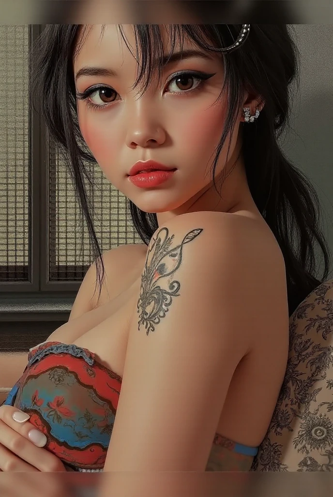 High-resolution images、A Japanese idol with a beautiful large tattoo of an ovary and uterus、A beautiful short-haired Japanese girl with a beautiful tattoo of the uterus and ovaries on her lower abdomen、goddess、The tattoo, which resembles an ovary and uterus, is large and painted on the lower abdomen.、Ovary and uterus tattoo、A tattoo that perfectly represents the ovaries and uterus、Beautifully deformed uterus and ovaries tattoo、God created perfect style、Narrow waist、全naked、naked、Pussy、Facing forward, she can see her tattoos depicting ovaries and a uterus.、Beautiful  face idol、Perfect Anatomy、Professional photos