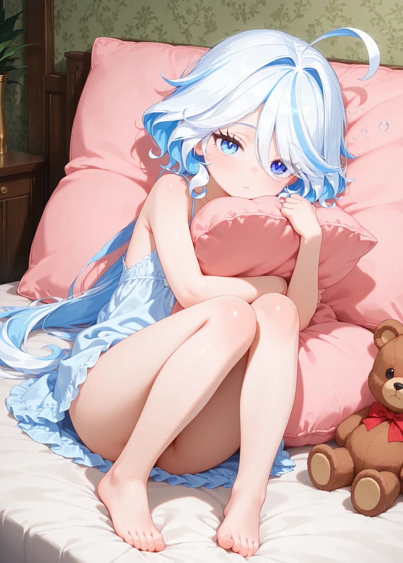 ((masterpiece, best quality, detailed description, highly detailed, super detailed, best illustration, best shadow, original, illustration)),
((Zentangle, sharper contour)), flat coating,
1 girl, solo, lying on bed, cute, toddler, child body, playboy , twin tails, white bed sheets, fully ,