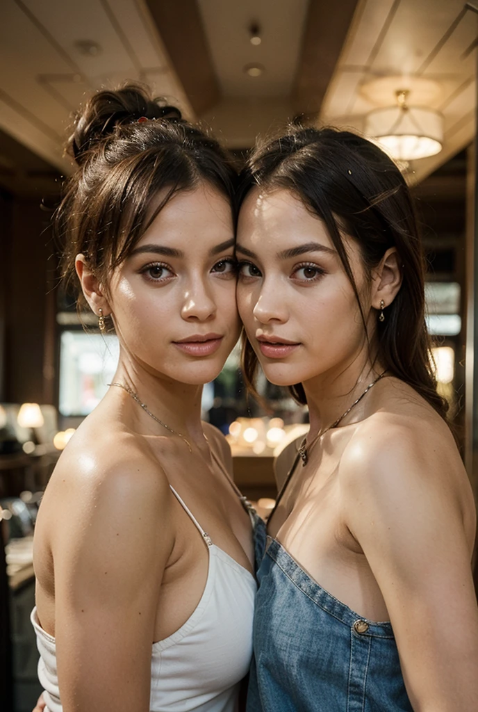 una chica en lenceria, edad 28, Solo, pelo largo rubio, Colosal , mirando al espectador, pelo rubio, hombros descubiertos, Brown eyes, joya, cuerpo completo, un collar, fuera de los hombros, realista, un sexy, senos sexy