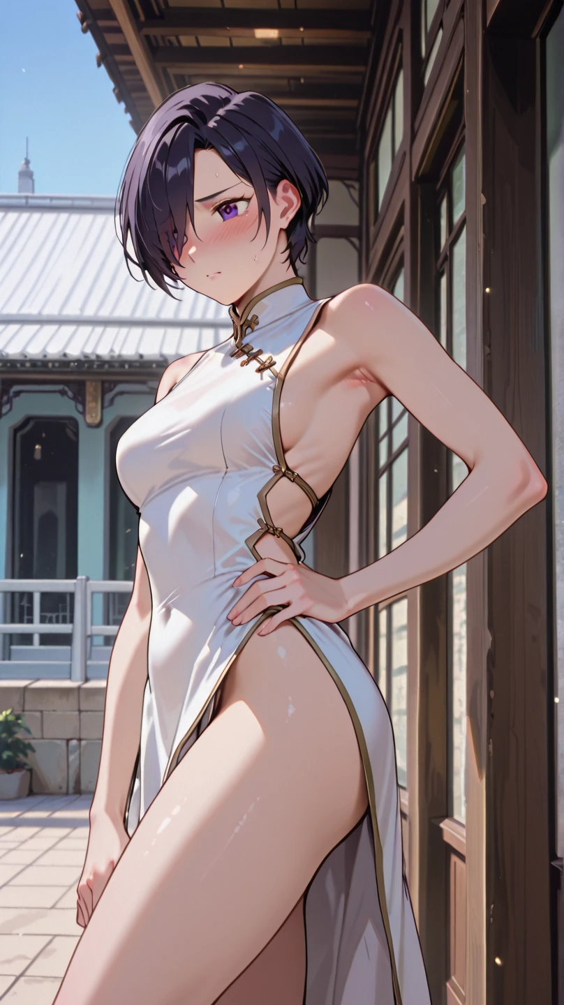 (8K、Live shooting、highest quality、Masseter muscle part:1.2)、super detailed、super resolution、(realistic、real pictures:1.37)、Portrait、High-definition RAW color photo、professional photography、hvery detailed and beautiful、very detailed、8K wallpaper、amazing details、huge file size、official art、Hvery detailed CG Unity 8K wallpapers、hvery detailed beautiful girl、very detailedな顔、very detailedな目、very detailedな肌、very detailedな指、hvery detailed nose、very detailedな詳細な口、perfect ???????、detailed background、Detailed service、((１people々Girls and strong guys１people))、(20:1.2)、20th generation、pretty girl、realistic body、petite、white skin、glowing skin、Because I'm slender、black haired、((Straight and shorthair))、((Shaggy hair))、(messy bangs: 1.4)、cute face、real-looking face、delicate eyes、Drooping eyes、((by the pool))、((A man and a woman soaking in the pool up to their waists))、(((黒のビキニを着たwoman)))、(((womanの胸が露出している)))、((????? man from the waist down))、((she has her arms crossed behind her head.))、((woman'hands are delicate and beautiful))、((standing posture))、((後ろからwomanをハグする男性、womanの胸をつかむ))、((man with all back hair１people))、((男性の首に置かれたwomanの腕))、((womanは振り返って男性にキスします))、((???? bose))、Ear ?????? Ring、necklace、cowboy shot、((Landscape))、contrapo、dynamic lighting、((B cup with firmness))、((cleavage))、((small and beautiful pink ??????,,,,,,,,,,,,,,,,,))、((look behind you))、((Expressions that endure pain))、