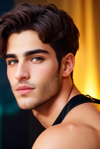 color photo beautiful  judaean men in short hair focus on their face.