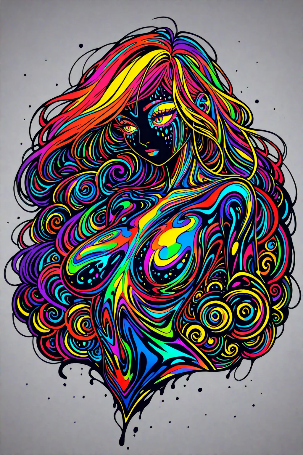  psychedelic horror, Trippy , body horror, , real , surreal ,  trip, sensual, psychedelic , provocative, colorful, glowing