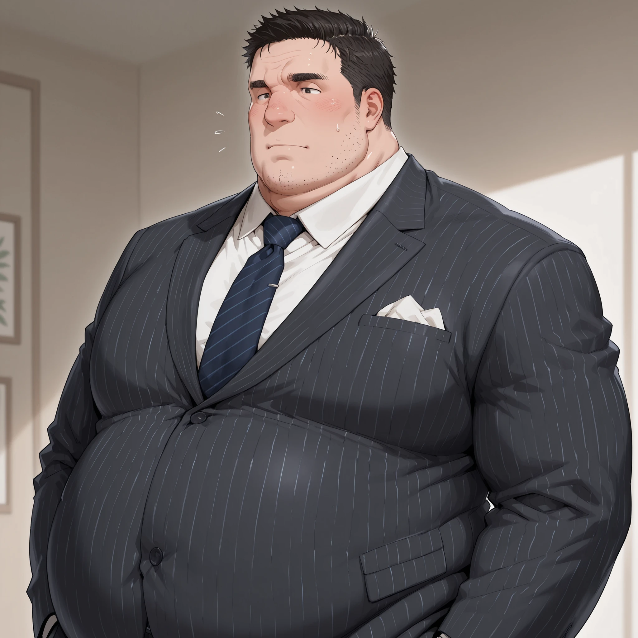 obese guy,upper body,suit,Japanese