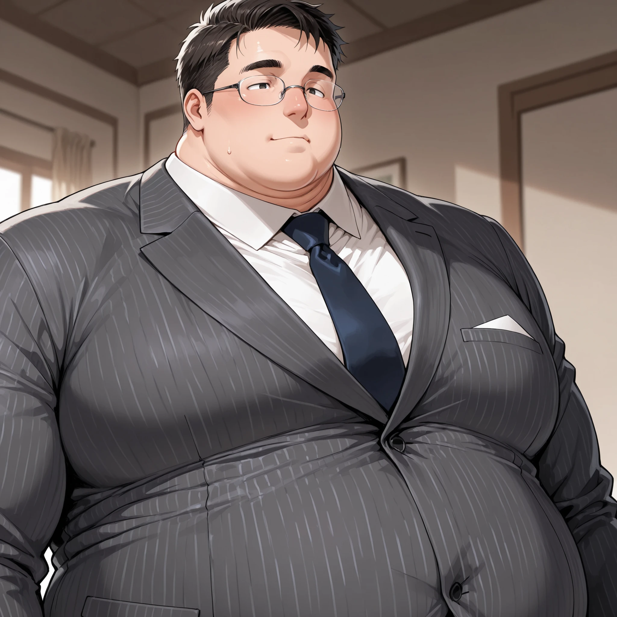 obese guy,upper body,suit,Japanese