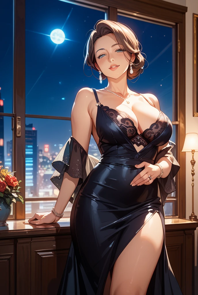 The dresses are the same color.