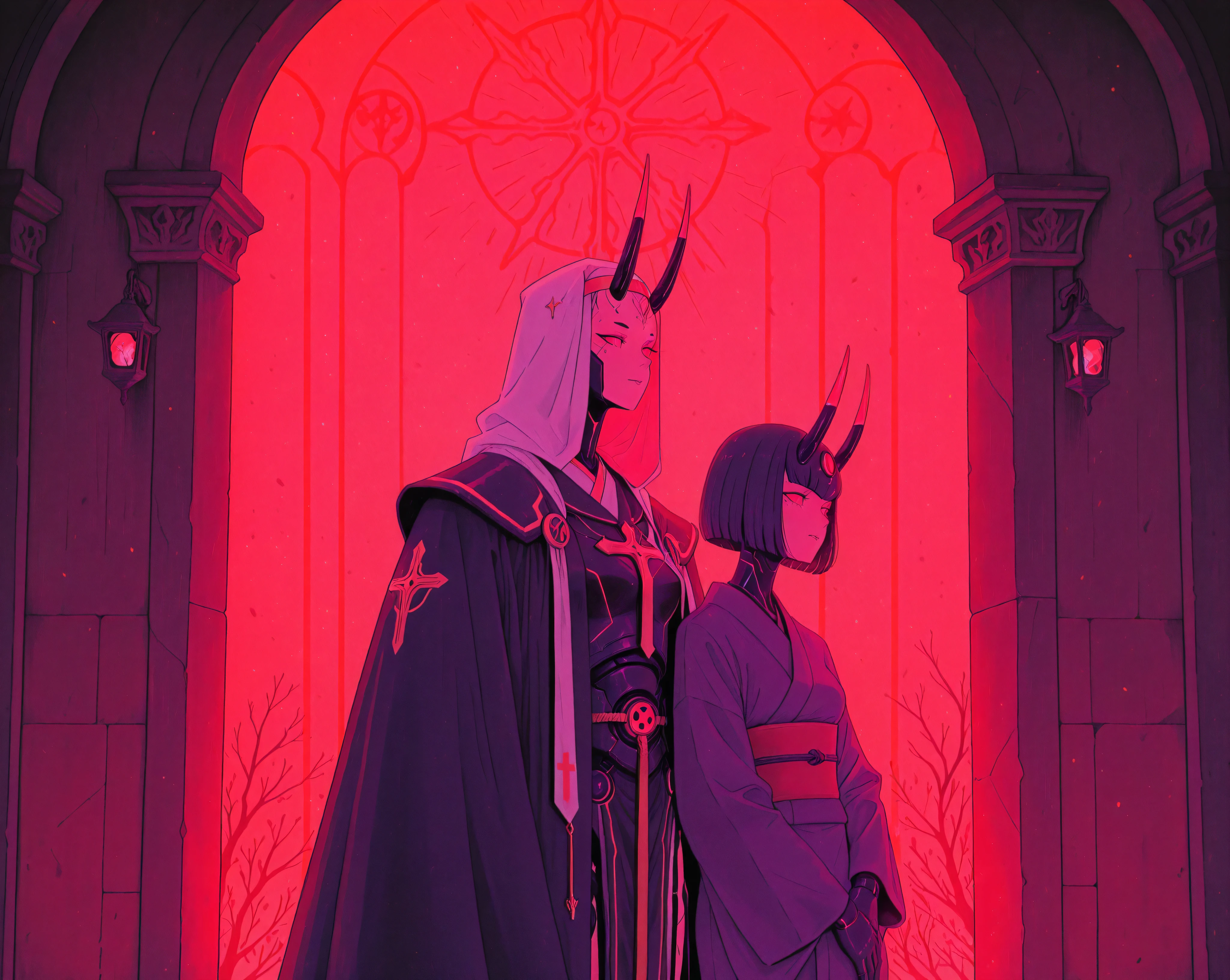 oni,kimono,tattoo,Christmas,cyber templar,spacepunk, android woman, warrior, cleric, warlock