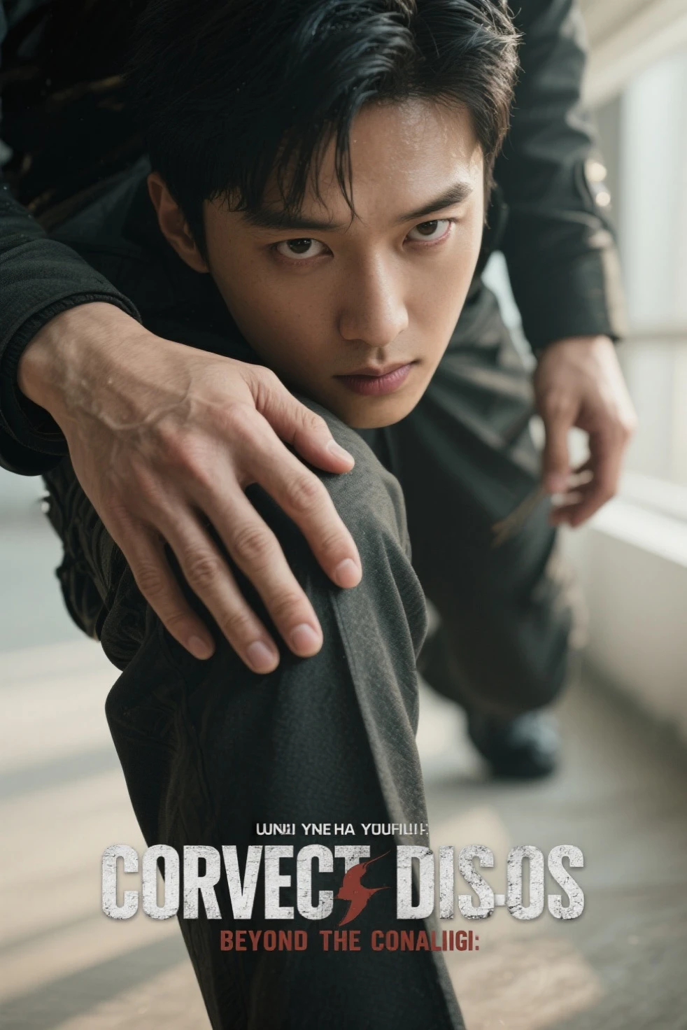 In the mirror there is a man looking at himself, 1boy,masterpiece, best quality,album covers, UHD, masterpiece, ccurate, textured skin, super detail, high details, high quality,highres, 8k